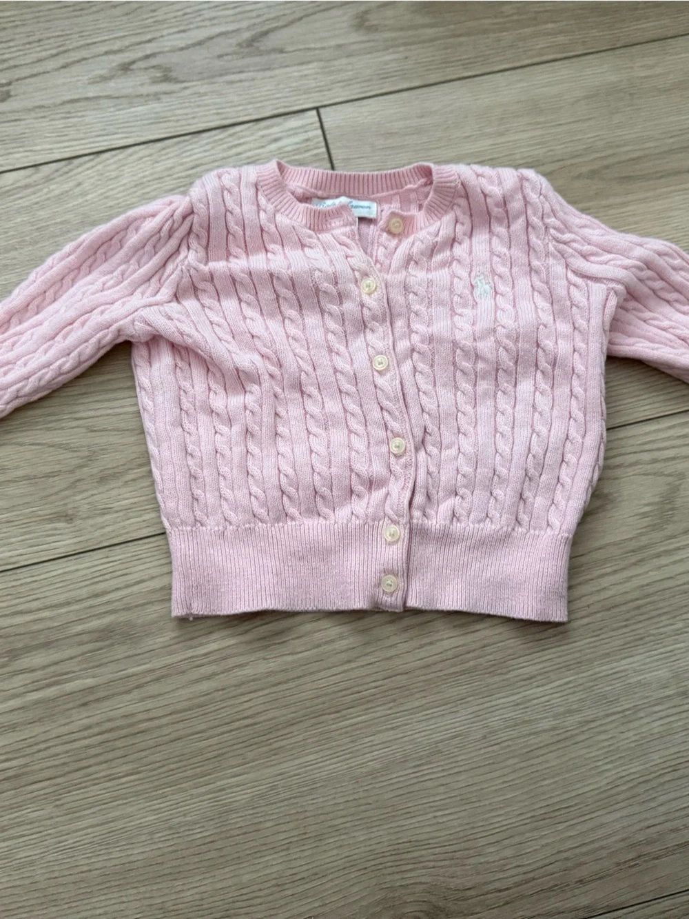Baby girls Ralph Lauren Pink Cable-Knit Button Cardigan